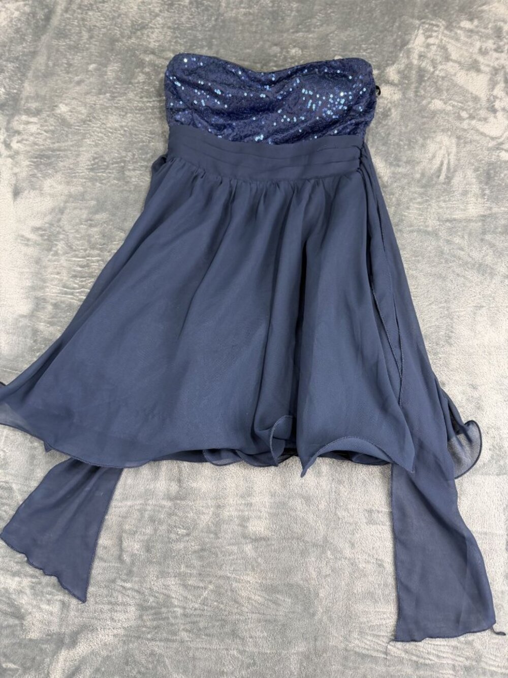 Delia's Womens Navy Blue Sequin Strapless Chiffon Dress Size 7